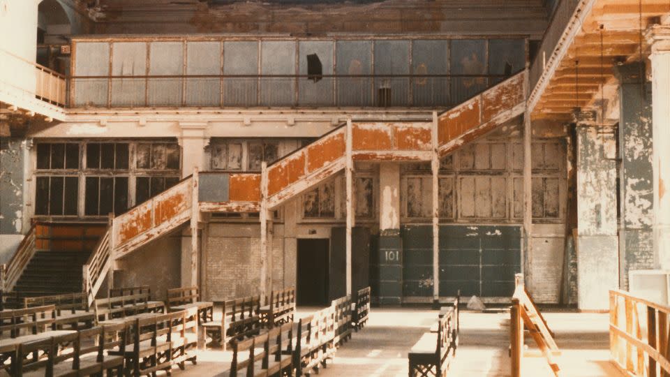 Ellis Island's Great Hall is seen in 1986, before restoration work that paved the way for the historic site to reopen as a museum in 1990. - Courtesy Statue of Liberty - Ellis Island Foundation