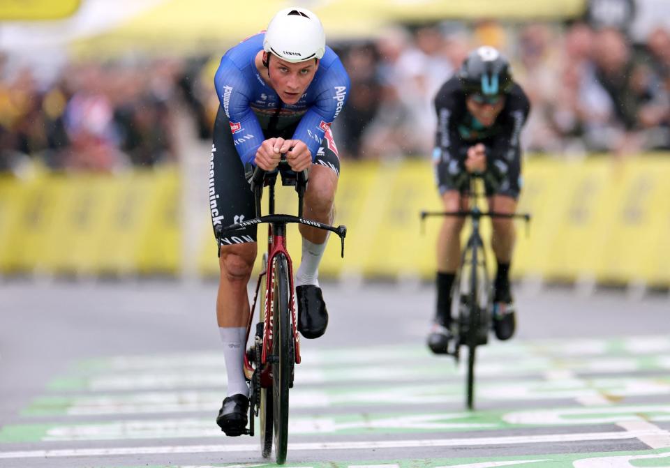 Mathieu van der Poel has been quiet since the opening time trial (AFP via Getty Images)