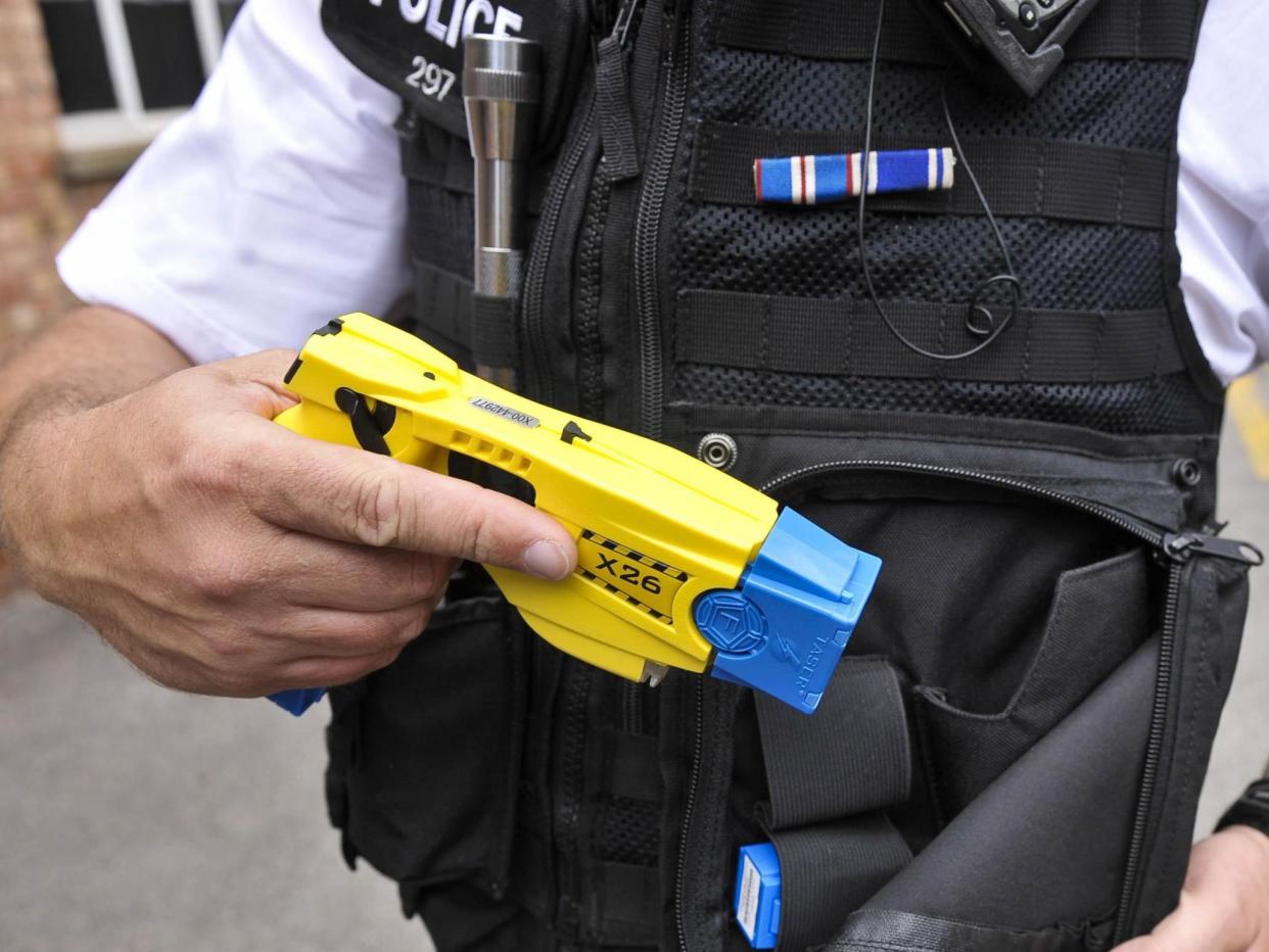 A police issue Taser. The Independent Office for Police Conduct (IOPC) has called for greater scrutiny on the use of Tasers: PA