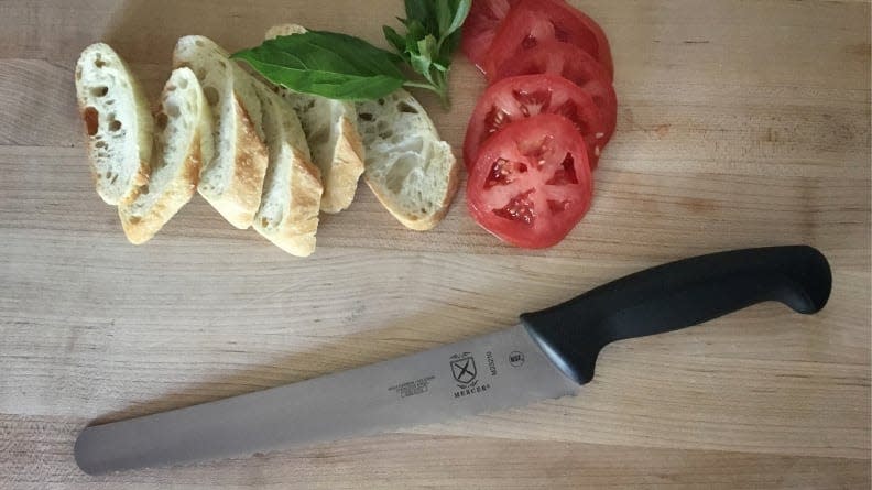 This bread knife was on par with our top serrated bread knife pick, but is so much cheaper.