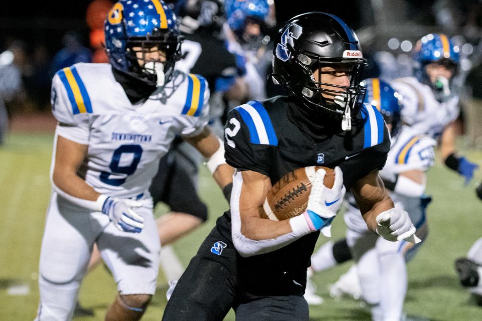 Central Bucks South running back Anthony Leonardi picks up yardage in the District One Class 6A championship game win over Downingtown West.