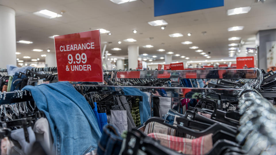 Clearance section in a store
