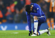 <p>Returning hero Diego Costa nearly scores after just 12 seconds when his lashed effort goes just wide of the post </p>