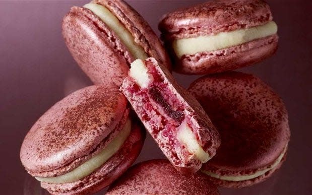 rose and raspberry macarons 