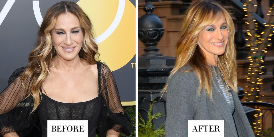 <p><strong>When:</strong> February 7, 2018</p><p><strong>What: </strong>Side Bangs</p><p><strong>Why we love it: </strong>We've been waiting, hoping, and praying that side bangs would make a comeback. Leave it to none other than SJP to officially welcome them back into fashion. The star debuted a new set of layered side bangs and a bright blonde hue on the streets of NYC yesterday.</p>