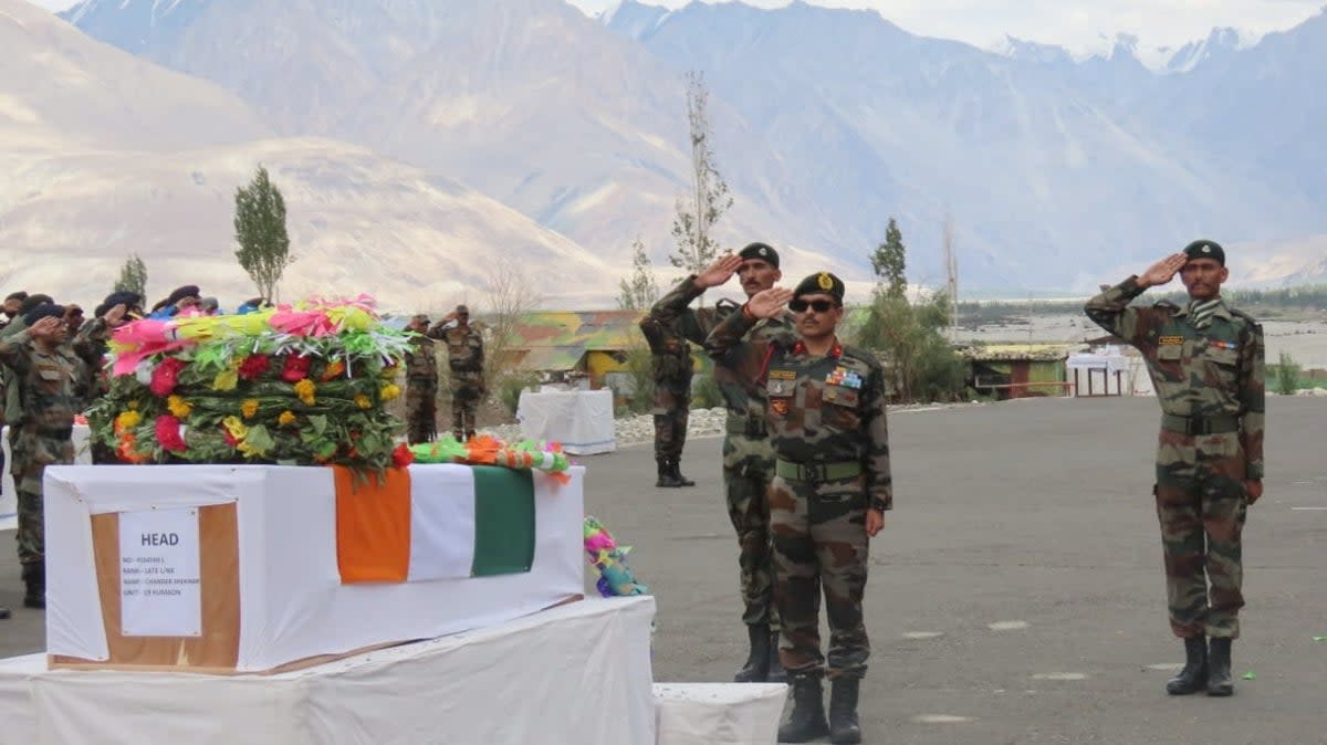 Officials from the Indian army said that soldier Chandrashekar Harbola’s remains will be given to his family on Tuesday (Twitter/NorthernComd_IA)