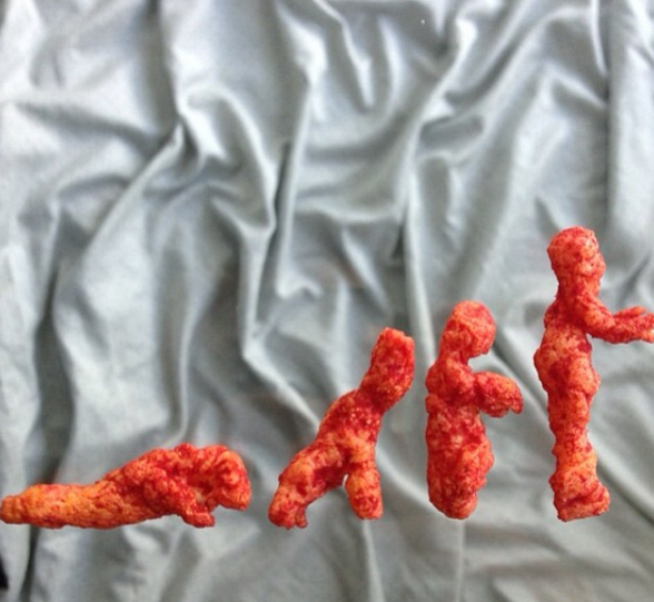 Evolution of man... in cheese curls. Photo: Andy Huot.