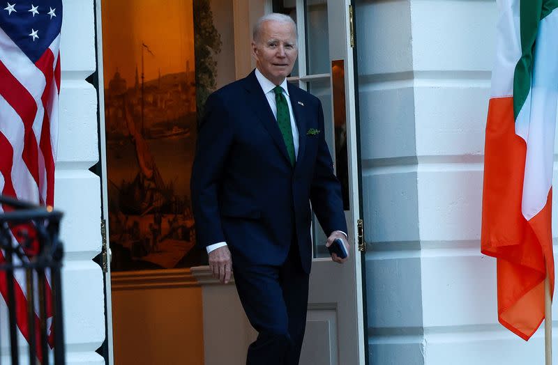 U.S. President Joe Biden departs the White House for the weekend in Washington