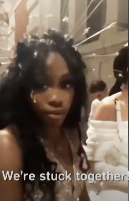 SZA and Kim Kardashian's outfits stuck together at the Met Gala.