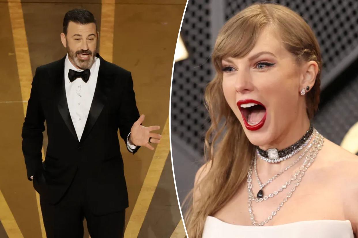 A split of Jimmy Kimmel and Taylor Swift