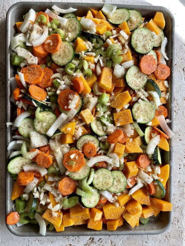 Patti LaBelle's Roasted Vegetable Medley Prep<p>Courtesy of Choya Johnson</p>