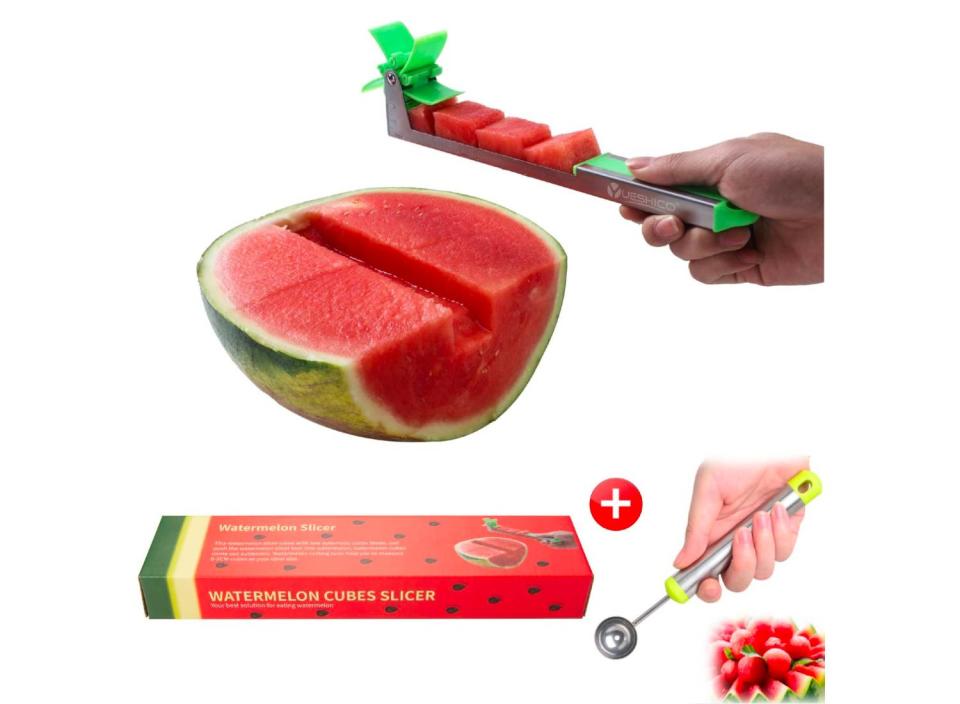 This slicer kit comes with a balling scoop for making cute watermelon spheres. (Source: Amazon)