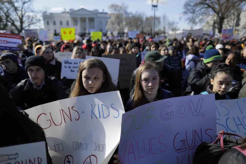 Students gather outside the White House in Washington, D.C.