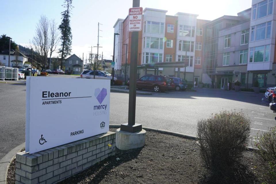 Eleanor Apartments, on Tuesday, April 11, 2023, at 1510 N. Forest St. in Bellingham, Wash., has 80 units of affordable senior housing managed by the nonprofit Mercy Housing.