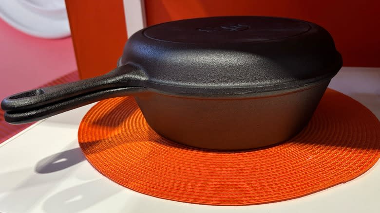 Large black pot with lid