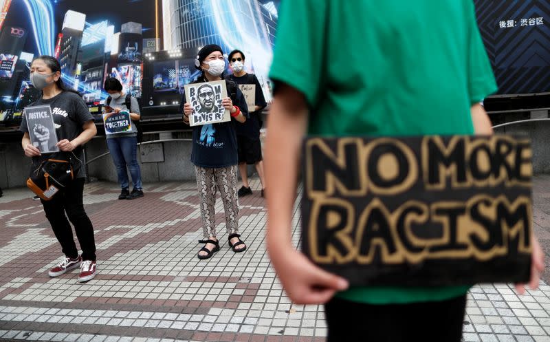 Protest march in Tokyo, Japan, following death of George Floyd who died in police custody in Minneapolis