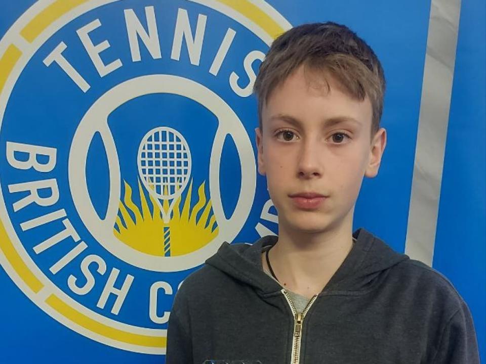 Timoffi Trushenov came from Ukraine to Canada in February 2022 after war broke out in his country. The 13-year-old tennis player is now thriving at a tennis centre in Langley B.C., which sponsored his family. (Submitted by Dmytro Trushenov - image credit)