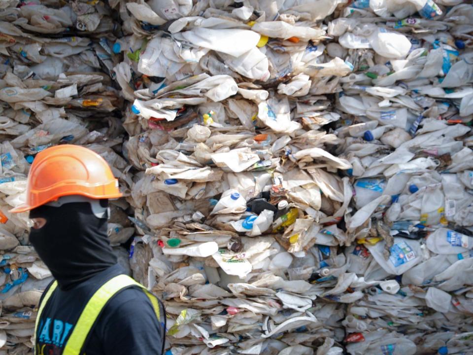 A container is filled with plastic waste from Australia, in Port Klang, Malaysia: AP