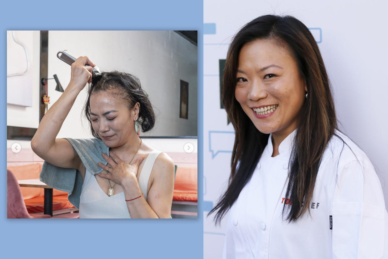 Shirley Chung of Top Chef fame is opening up about her tongue cancer diagnosis. (Photo illustration: Yahoo News; photos: Chfshirleychung via Instagram, Danny Moloshok/Reuters)