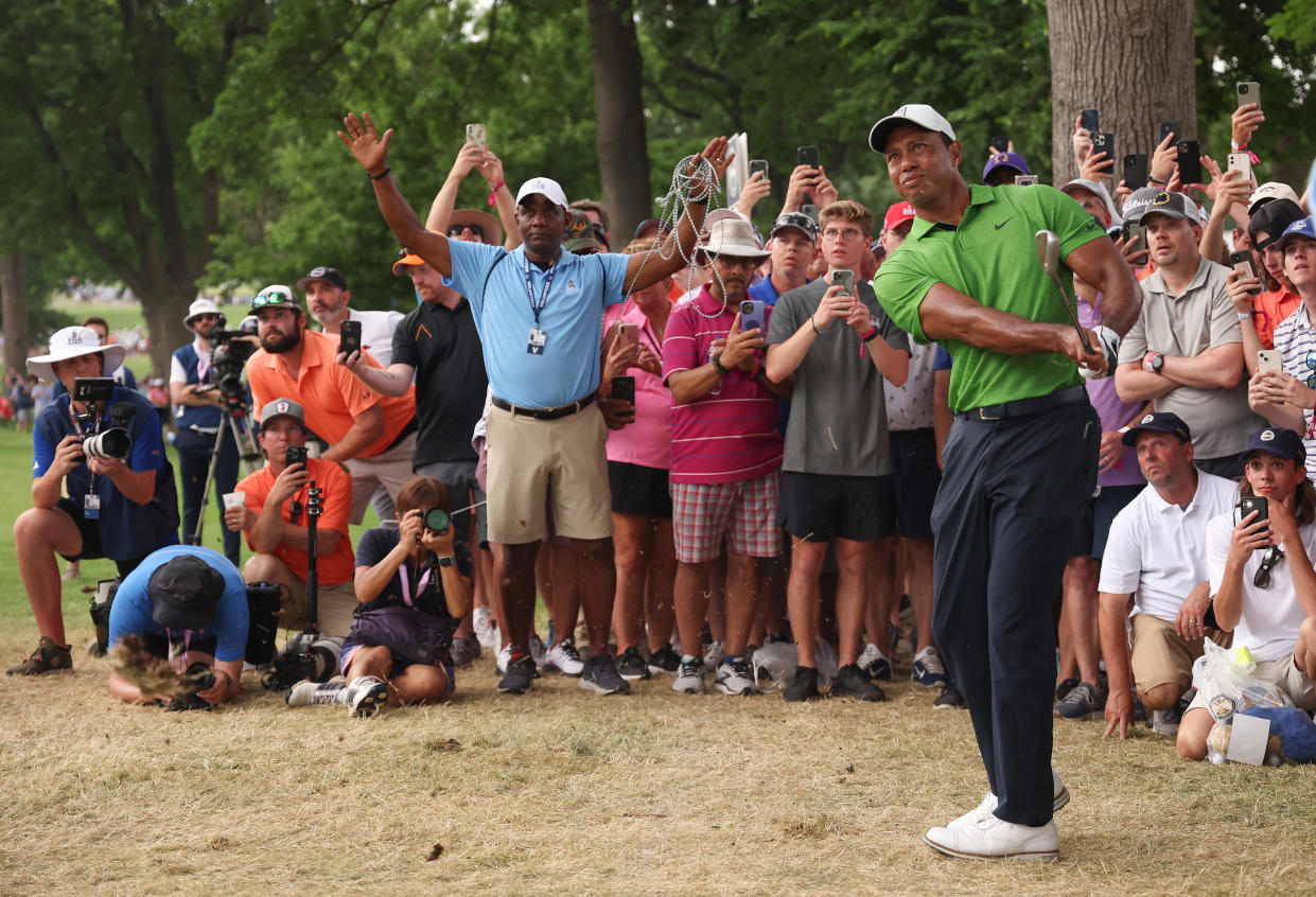 Tiger Woods, battling. (Maddie Meyer/Getty Images )