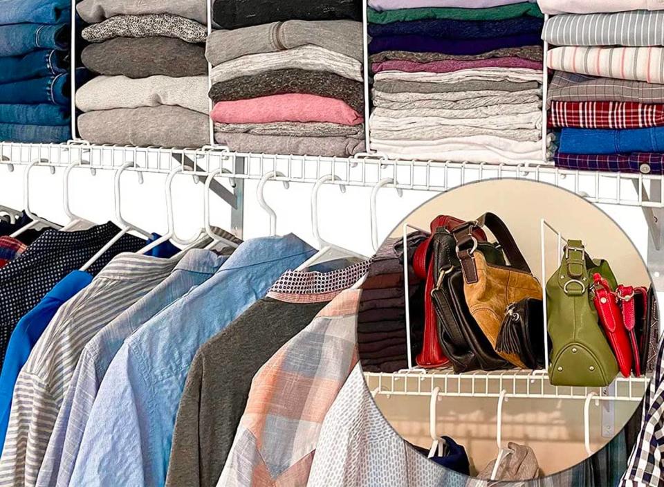 Organize and separate your clothing and linens with these cost-effective closet shelf dividers. (Source: Amazon)