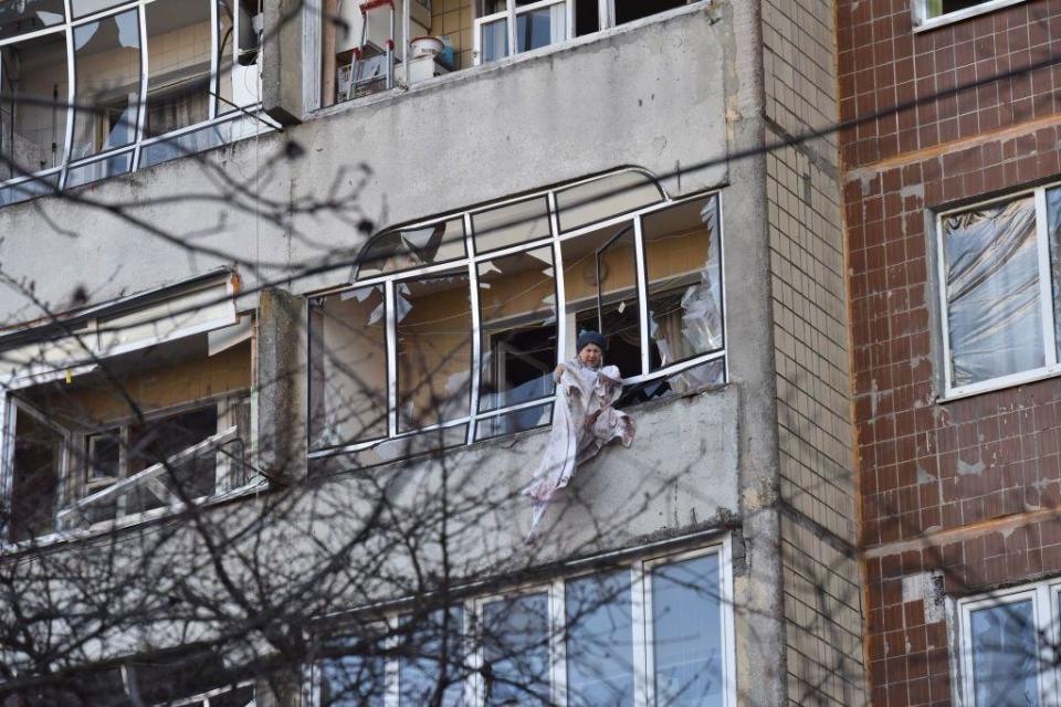 Edificio atacado en Leópolis