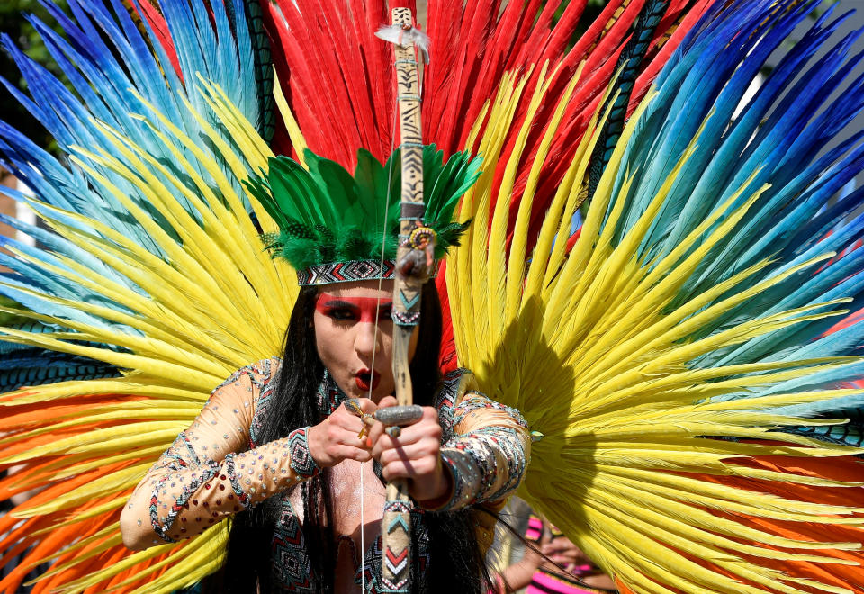 A reveller takes part in the Notting Hill Carnival in London, Britain August 26, 2019. (Photo: Toby Melville/Reuters)