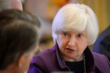 U.S. Federal Reserve Chair Janet L. Yellen speaks with attendees before addressing the World Affairs Council of Philadelphia in Philadelphia, Pennsylvania, U.S., June 6, 2016. REUTERS/Charles Mostoller