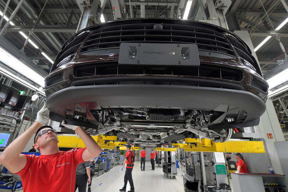 German carmaker Porsche’s new Macan being built in Leipzig. Photo: Reuters/Matthias Rietschel