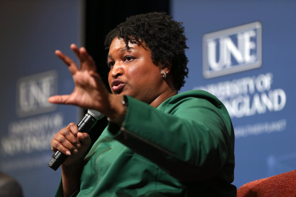 Stacey Abrams, the 2018 Georgia Democratic gubernatorial candidate, speaking in Portland, Maine in January 2020.<span class="copyright">Ben McCanna—Portland Press Herald/Getty Images</span>