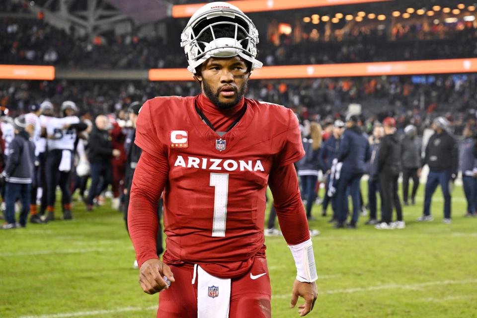 Kyler Murray #1 of the Arizona Cardinals walks off the field after the game against the Chicago Bears at Soldier Field on Dec. 24, 2023, in Chicago, Illinois.