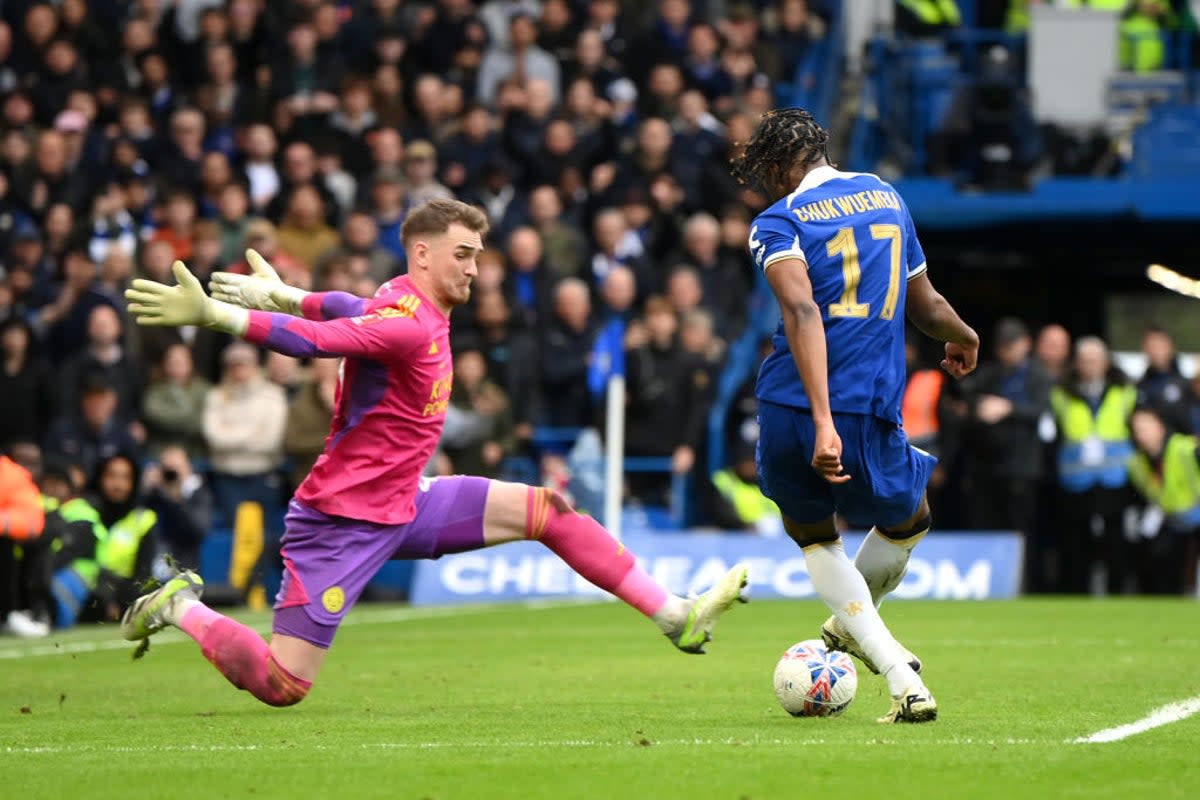 Carney Chukwuemeka slots home Chelsea’s crucial third (Getty)