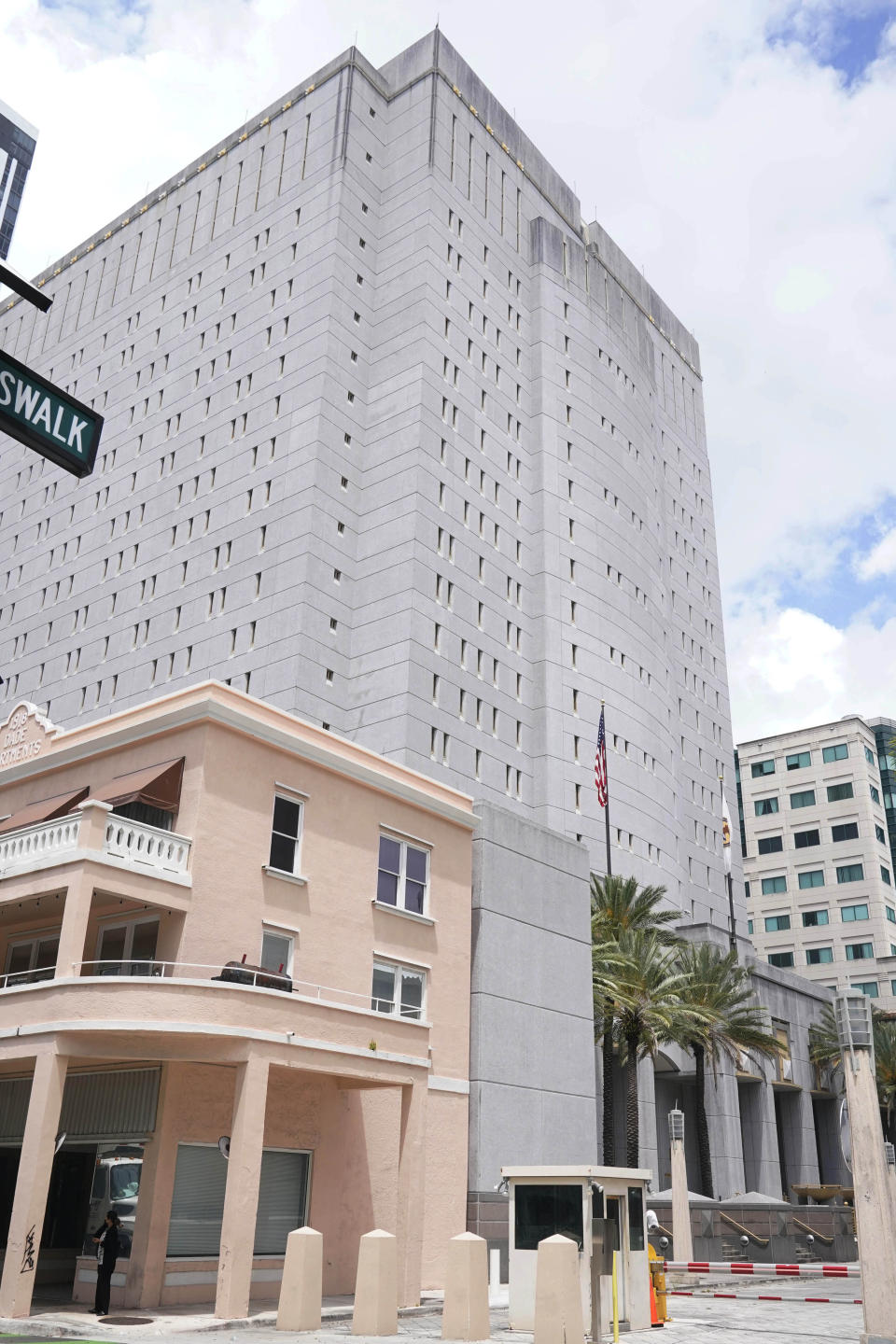 The Federal Detention Center in Miami is shown Friday, April 29, 2022. The Premier of the British Virgin Islands Andrew Alturo Fahie and Managing Director Oleanvine Maynard are being held at the, facility following their arrest on drug smuggling charges . (AP Photo/Marta Lavandier)