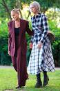 <p>The pair were seen in the park filming a picnic scene with Kristin Davis. Parker looked chic in a vintage Gucci trouser suit while Nixon wore a checked Altuzarra shirt and matching Akris skirt, with lace-up boots. </p>