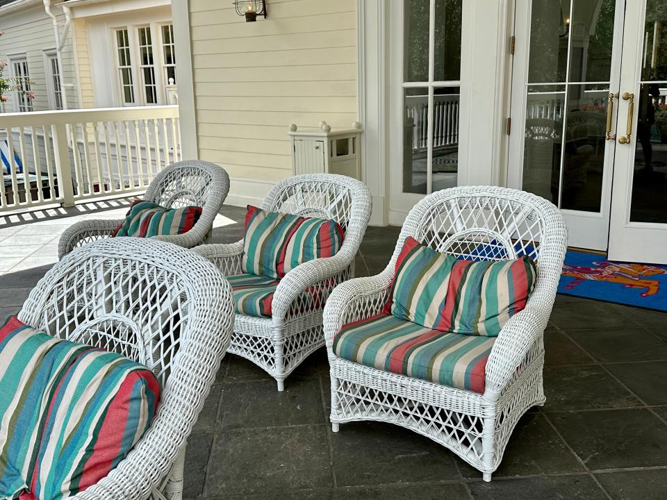 Porch with chairs at Disney's BoardWalk Inn.