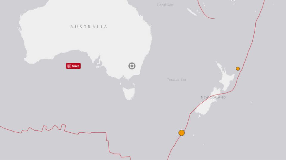 The earthquakes struck off the South Island. Source: USGS