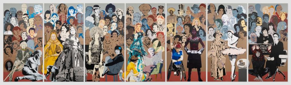 NPG 7145. Work in Progress (2021-2) by Jann Haworth and Liberty Blake. Acrylic on paper collaged on panels. Commissioned by Trustees with kind support from the CHANEL Culture Fund, 2021 (Jann Haworth and Liberty Blake / National Portrait Gallery)