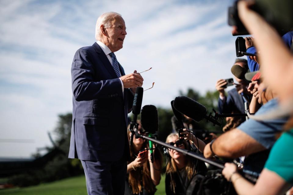 President Joe Biden speaks to reporters on Monday at the White House. The president said Israeli Prime Minister Benjamin Netanyahu is not doing enough to secure a hostage deal (EPA)