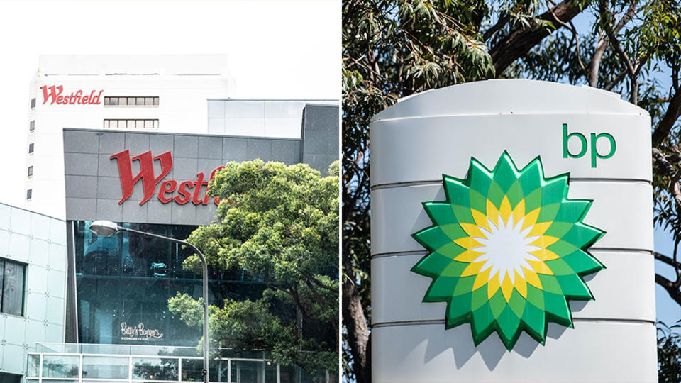 Pictured is general view of Westfield in Bondi Junction and on the left, a BP service station in Sydney