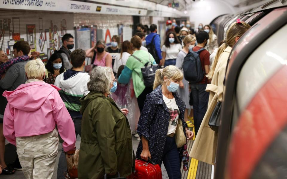 The London Underground was busy this morning as the 'pingdemic' took its toll on transport networks - Henry Nicholls/Reuters