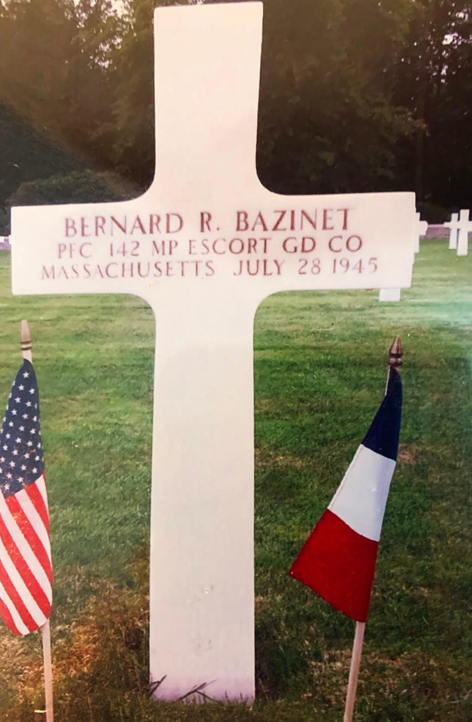 Bernard R. Bazinet is buried at Epinal American Cemetery in Dinoze, France.