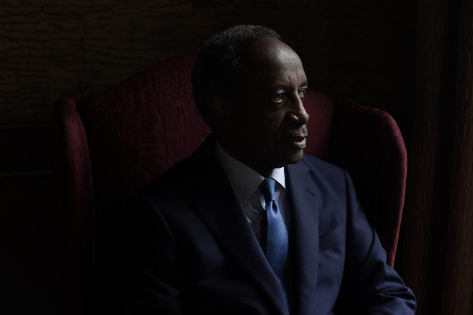 Author Michael Thurmond poses for a portrait on Tuesday, Feb. 13, 2024, in Stone Mountain, Ga. A new book by Michael Thurmond entitled “James Oglethorpe, Father of Georgia” focuses on Georgia's white founding father’s failed attempt to ban slavery after starting Britain's 13th American colony in 1733. (AP Photo/Brynn Anderson)