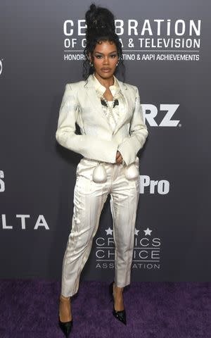 <p> Alberto E. Rodriguez/Getty Images </p> Teyana Taylor attends the Critics Choice Association's Celebration of Cinema & Television: Honoring Black, Latino and AAPI Achievements in Los Angeles.
