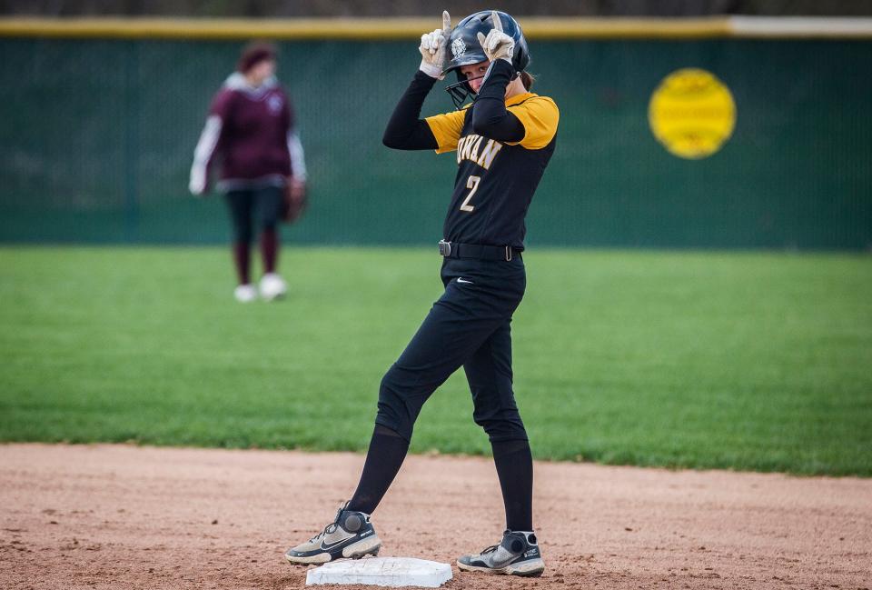 Cowan softball's Lauren Smith during their game at Wes-Del High School Thursday, April 14, 2022.