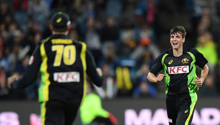 Jhye Richardson (R) is one of five pace bowlers in the Australian touring party for the four-Test series against the No.2 ranked South Africans