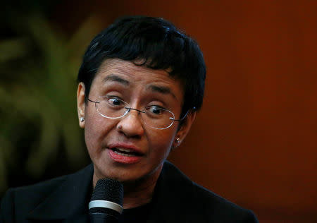 Rappler CEO and Executive Editor Maria Ressa speaks in an event attended by law students at the University of the Philippines College of Law in Quezon City, Metro Manila, Philippines, March 12, 2019. REUTERS/Eloisa Lopez