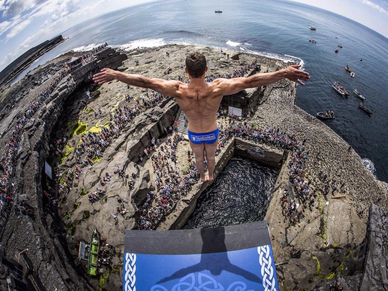 cliff dive diving board