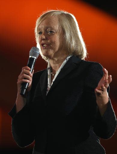 La directora ejecutiva de la Hewlett Packard Meg Whitman habla en un evento en la conferencia Dreamforce 2013, el 19 de noviembre de 2013, en San Francisco, California. (GETTY IMAGES NORTH AMERICA/AFP | Justin Sullivan)