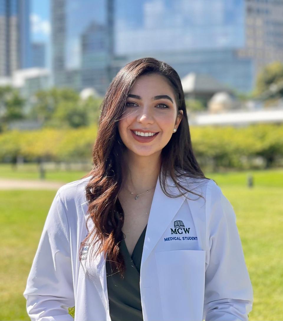 Maie Zagloul, a second-year student at the Medical College of Wisconsin, is collecting books to donate to Afghan evacuee children in Milwaukee.