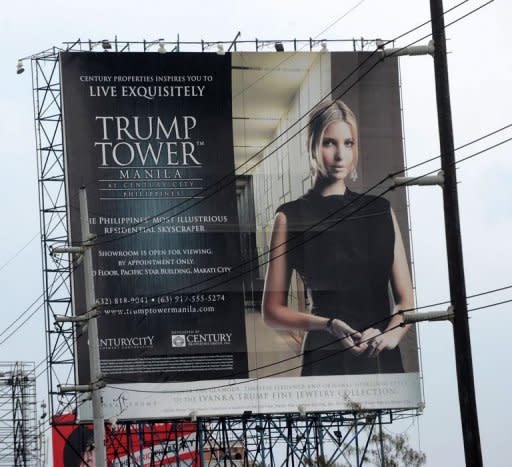 A Trump Tower advertisement is seen being displayed on a roadside billboard in Manila. As a Philippine property boom gathers pace, even Paris Hilton, Donald Trump and high-fashion house Versace are getting a piece of the action